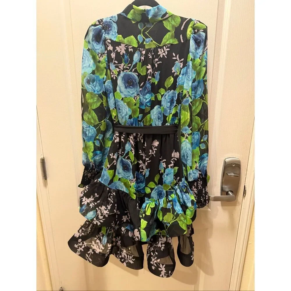 Elliatt Briony Long Sleeve Mini Dress Black Floral cocktail Wedding size S NWT - Picture 7 of 7